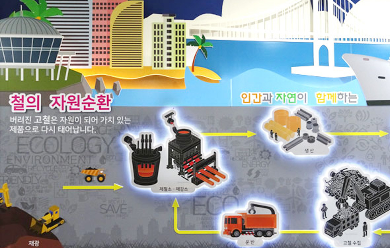 부산 상징물과 종이컵 아트월