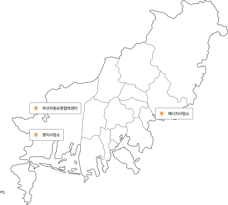 시설현황 자원에너지센터 - 명지사업소, 해운대사업소, 자원순환협력센터